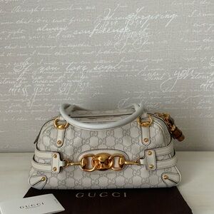 Gucci monogram horsebit  wave medium shoulder bag